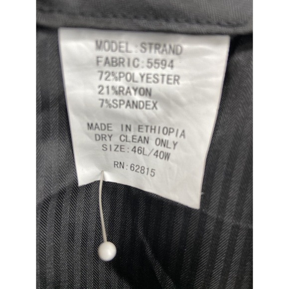 Savile Row Pants Mens Sz 40W Black Strand Straight Leg *Un-hemmed*‎ Pockets - Picture 7 of 9